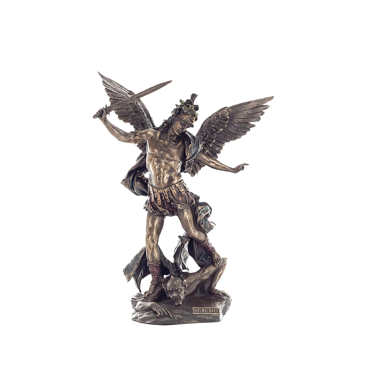 Archangel Michael, Defender of the Faith – Bronze-Finish Resin Statue – 28 cm – view 1