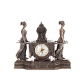 Table Clock with Two Female Figures — Bronze-Finish Decorative Clock – 30 × 36 cm – view 1