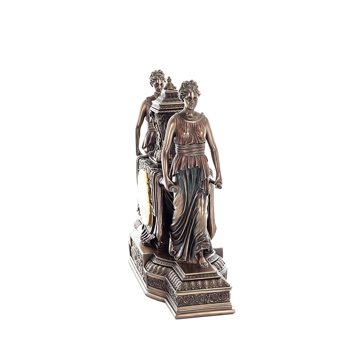 Table Clock with Two Female Figures — Bronze-Finish Decorative Clock – 30 × 36 cm – view 2