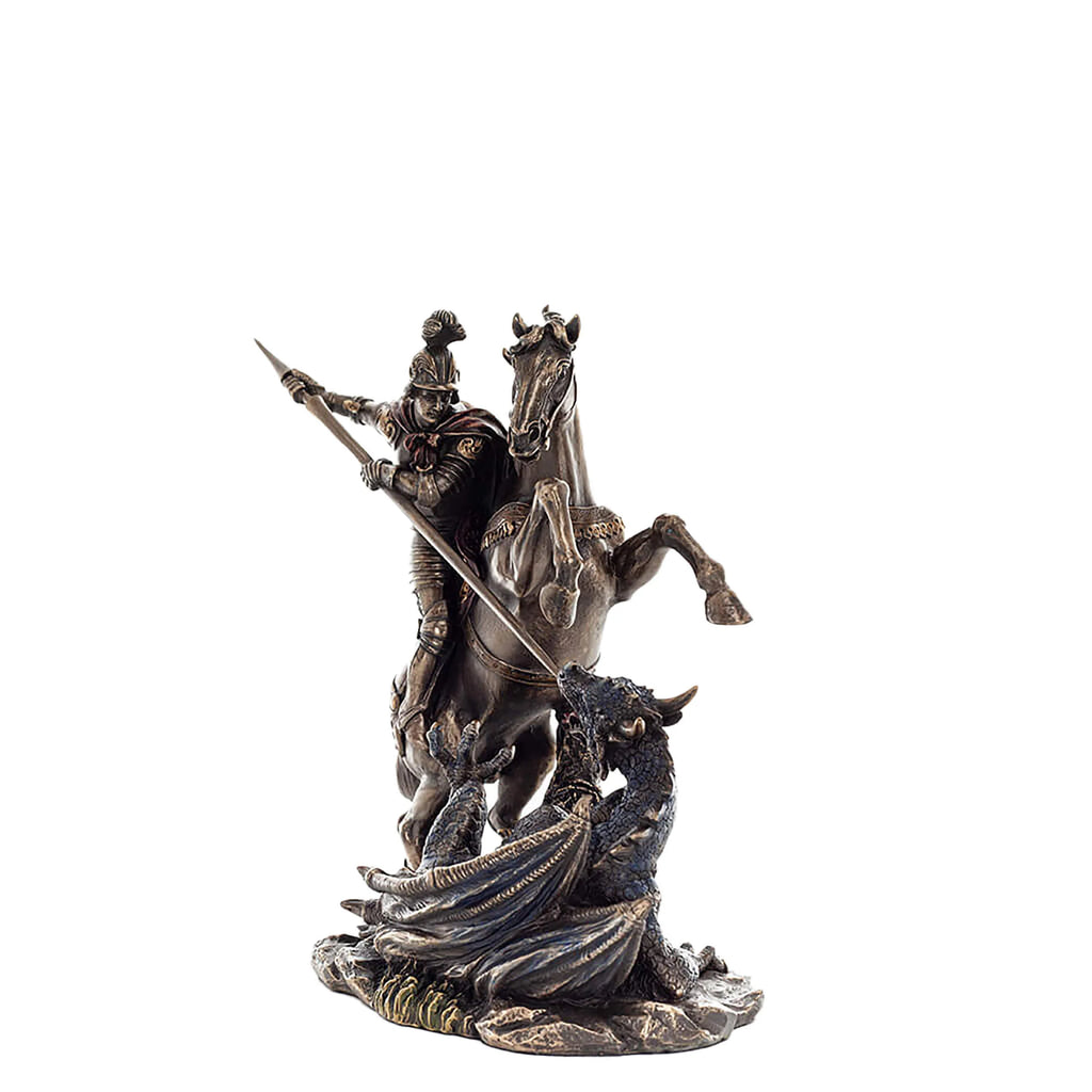 Saint George and the Dragon — Bronze-Finish Statue – 23 × 21 cm – view 2