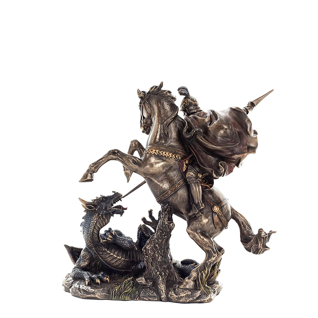 Saint George and the Dragon — Bronze-Finish Statue – 23 × 21 cm – view 3