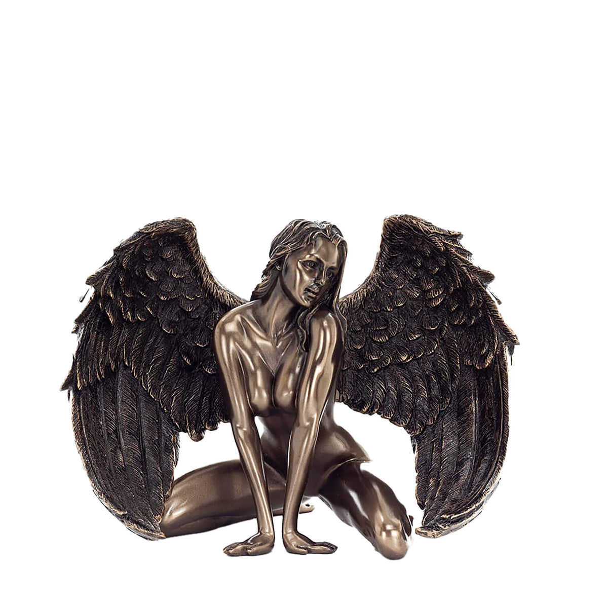 Fallen Angel — Beauty and Despair — Bronze-Finish Statue – 14 × 17 cm – view 1