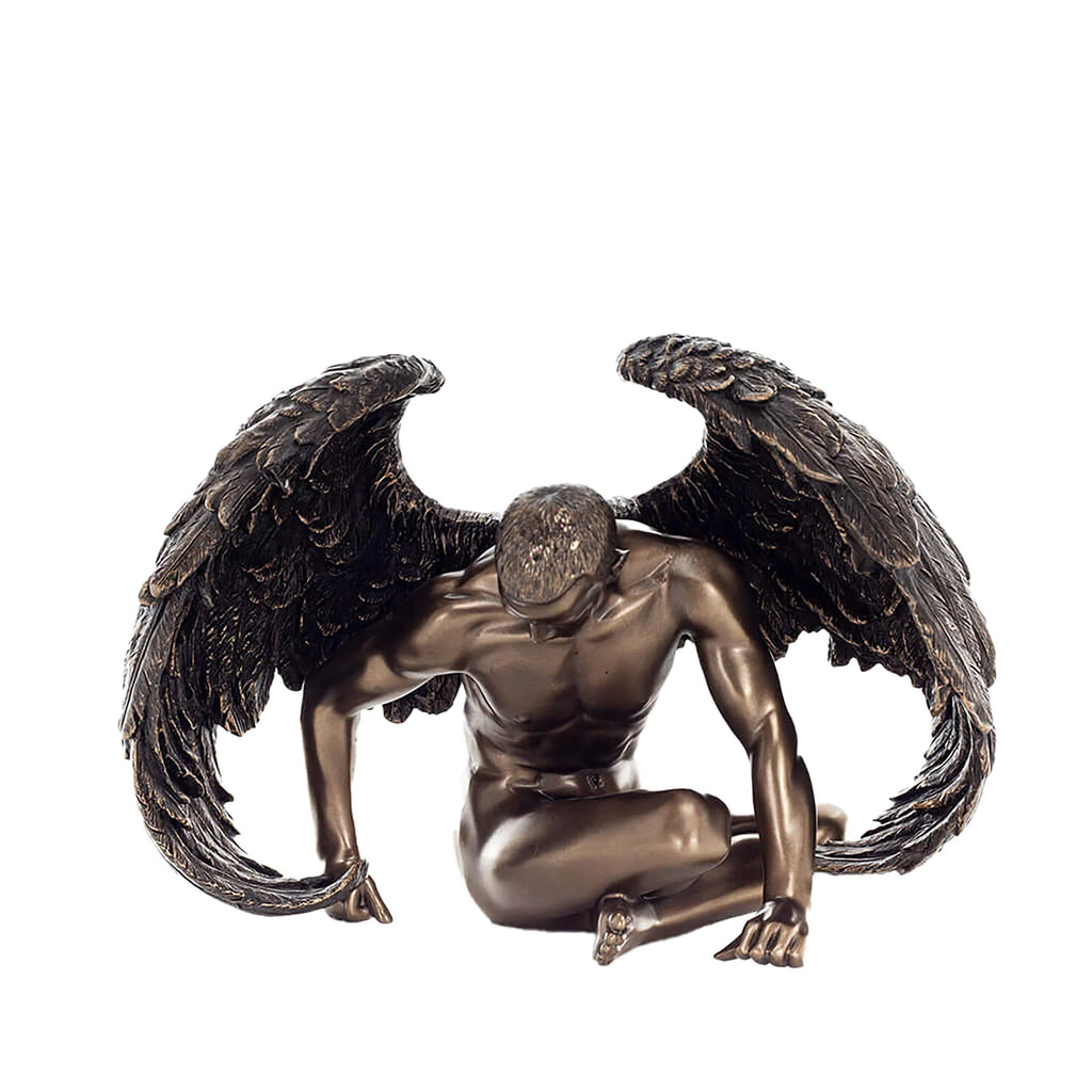 Fallen Angel – Sorrow and Redemption – Bronze-Finish Statue – 20 × 14 cm – view 1