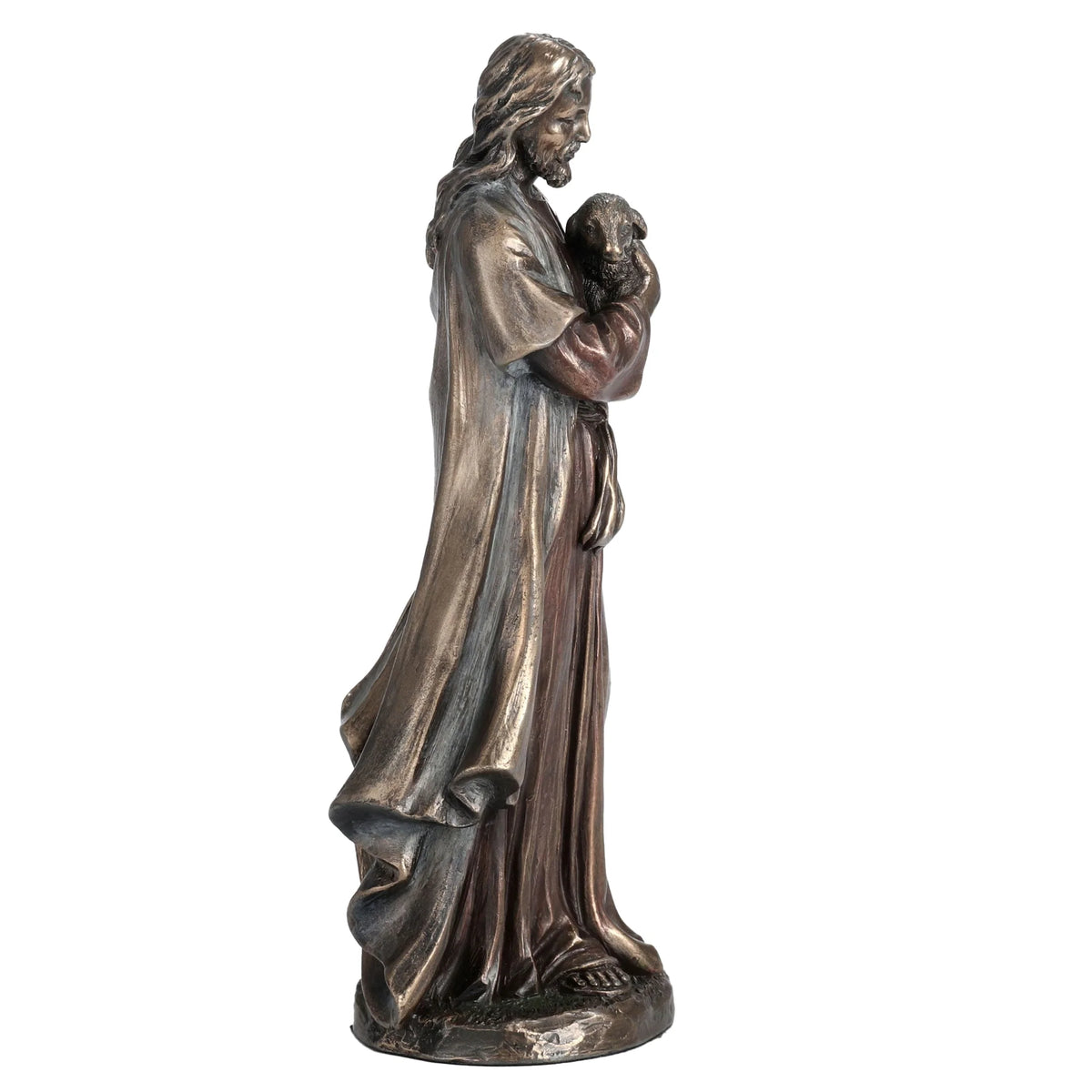 Jesus, the Good Shepherd – Bronze-Finish Resin Statue – 16 cm – view 4