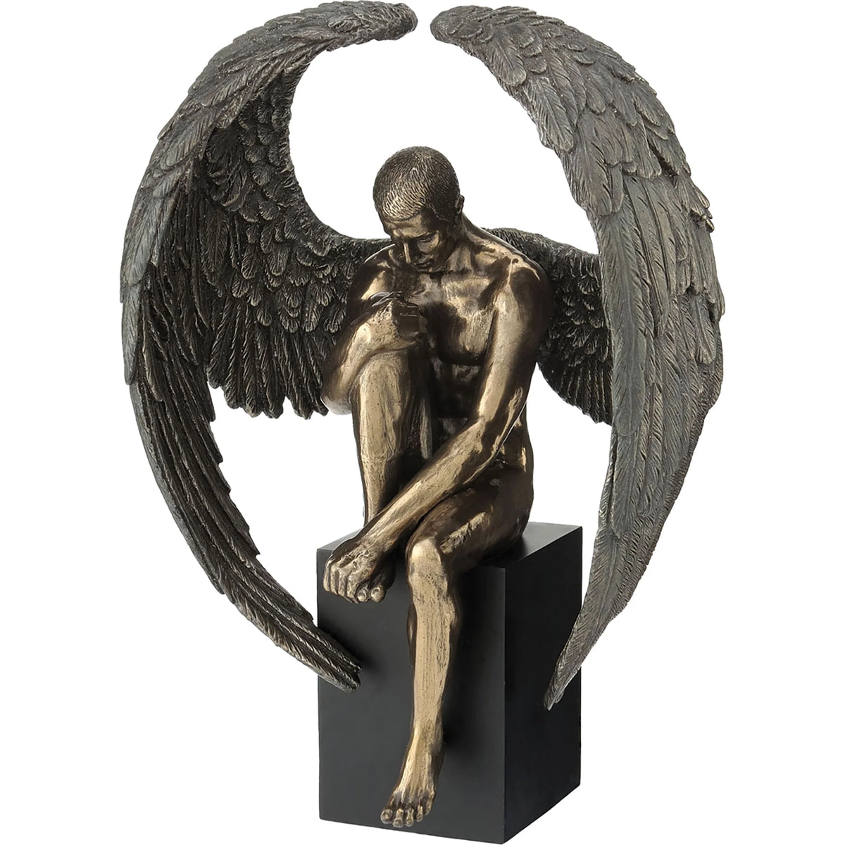 Fallen Angel — Contemplation — Bronze-Finish Statue, 26 cm – view 1