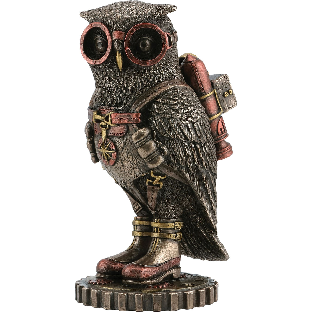 Steampunk Mechanical Owl – Bronze-Finish Statue – 9.5 cm – view 1