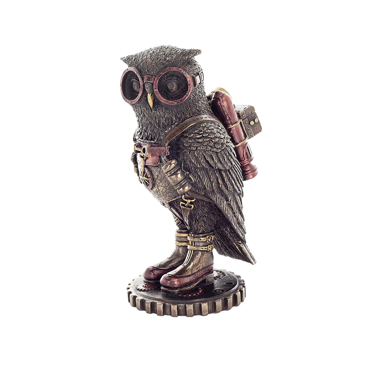 Steampunk Mechanical Owl — Bronze Finish Statue, 16 cm – view 1