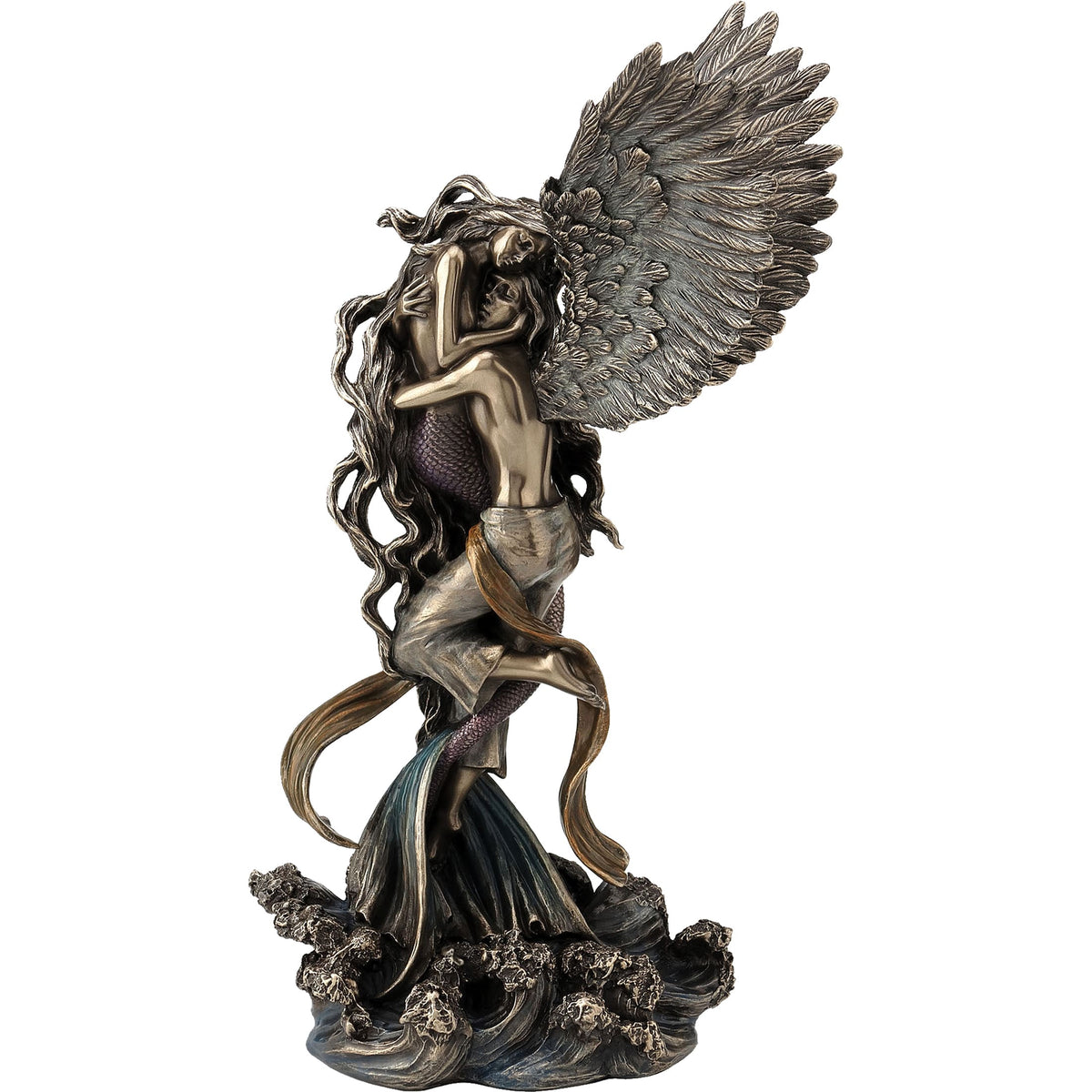 Angel and Mermaid — Lovers — Bronze-Finish Statue – 30.5 × 17.5 cm – view 1