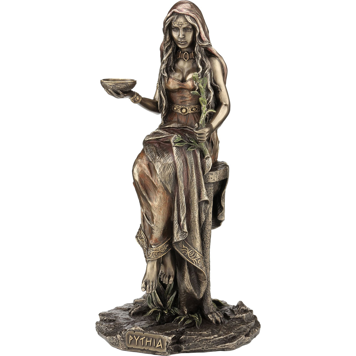 Pythia, Priestess of the Oracle of Delphi – Bronze-Finish Resin Statue – 26 cm – view 1