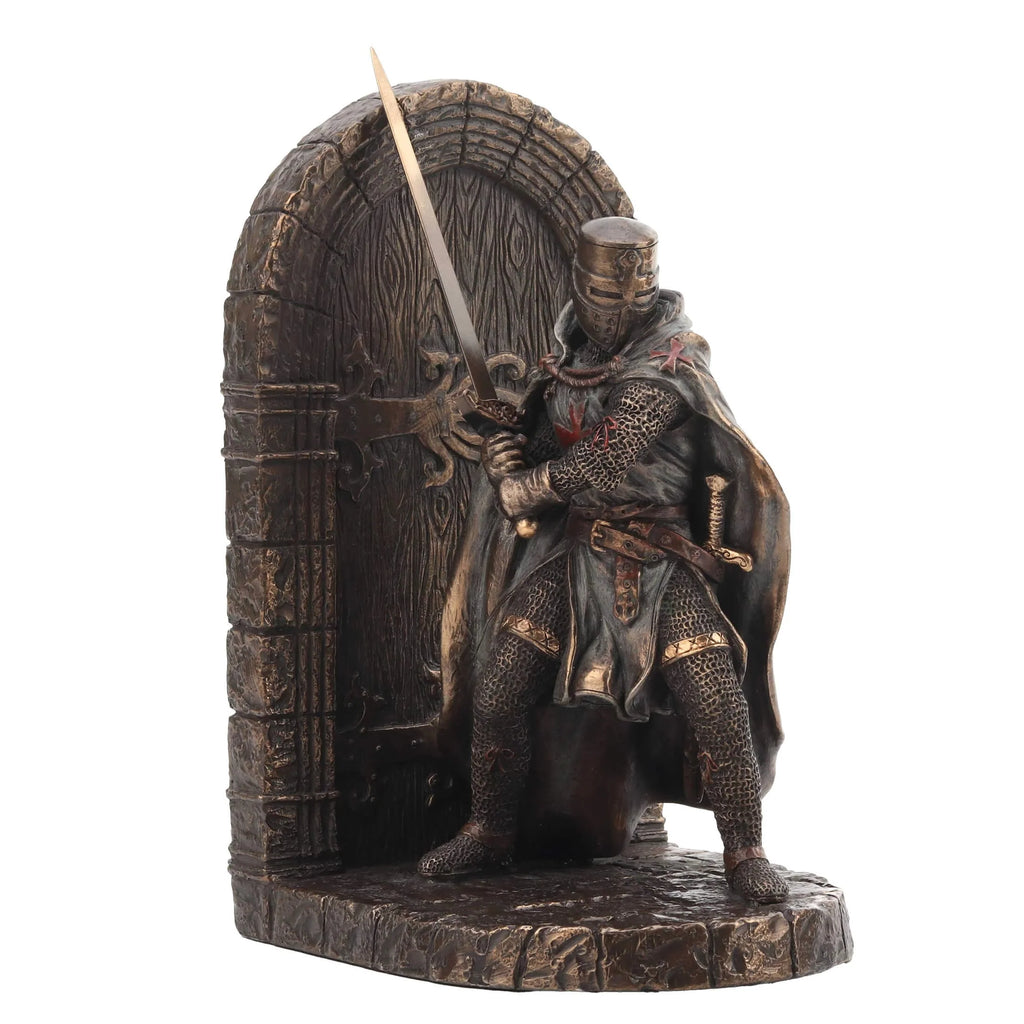 Knights Templar Warrior – Bronze-Finish Resin Statue – 19 cm – view 1