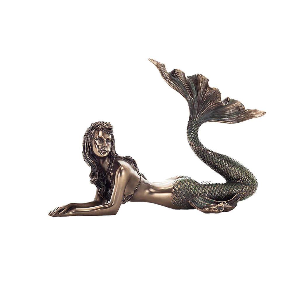 Mermaid, Siren of the Ocean – Bronze-Finish Resin Statue – 19.5 × 29 cm – view 1