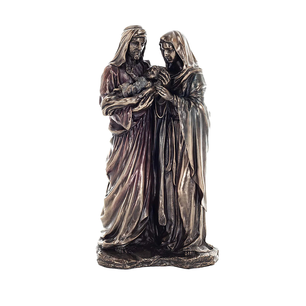 The Holy Family — Joseph, Mary and Jesus — Bronze-Finish Statue – 22 cm – view 1
