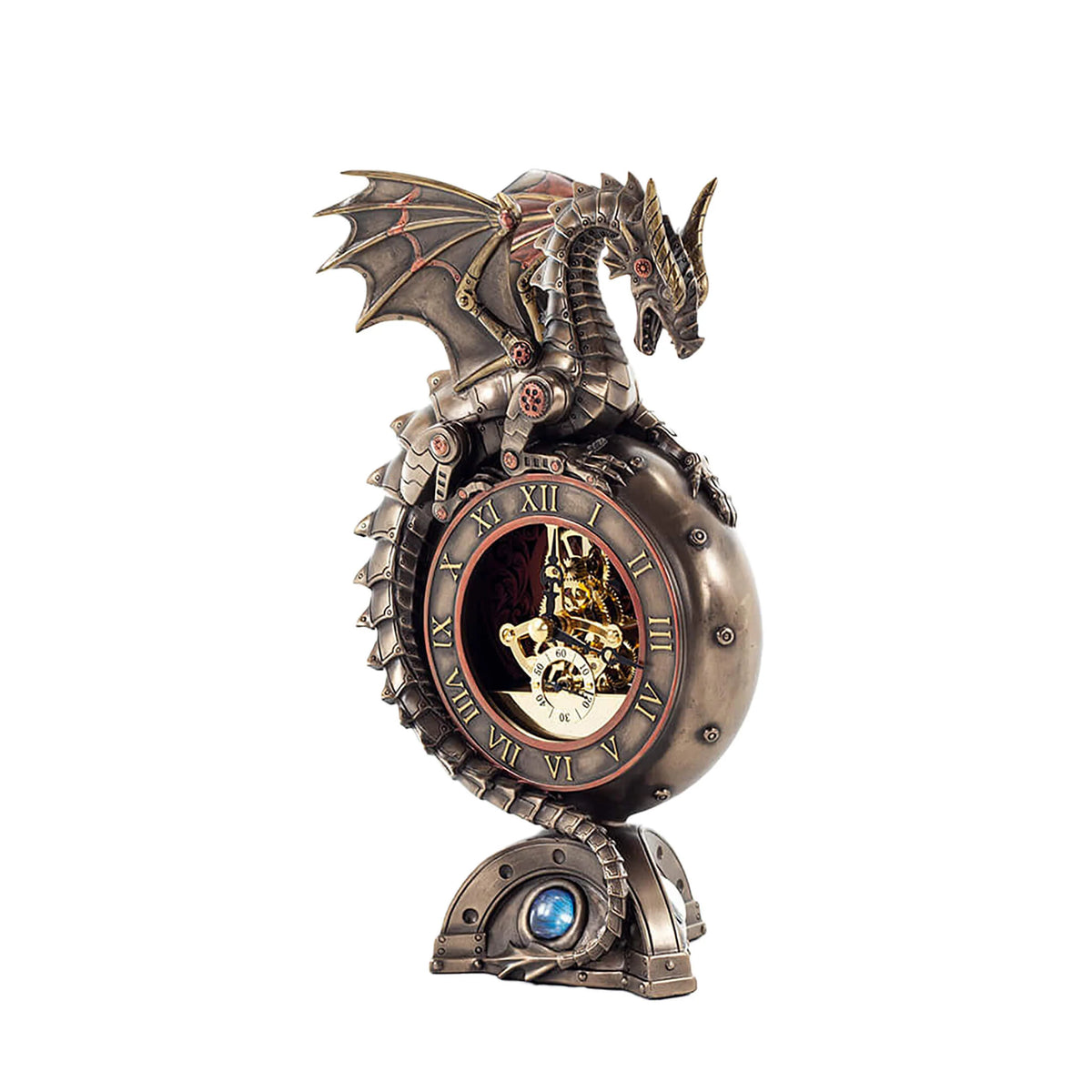 Steampunk Dragon Table Clock — Bronze Finish Decorative Clock, 24.6 cm – view 2