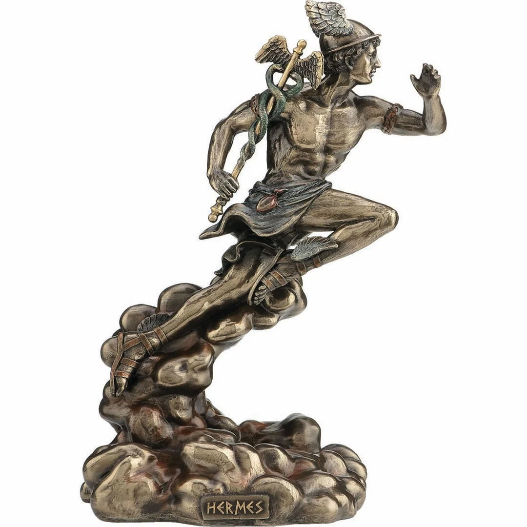 Hermes, Olympian God – Bronze-Finish Resin Statue – 22 cm – view 1