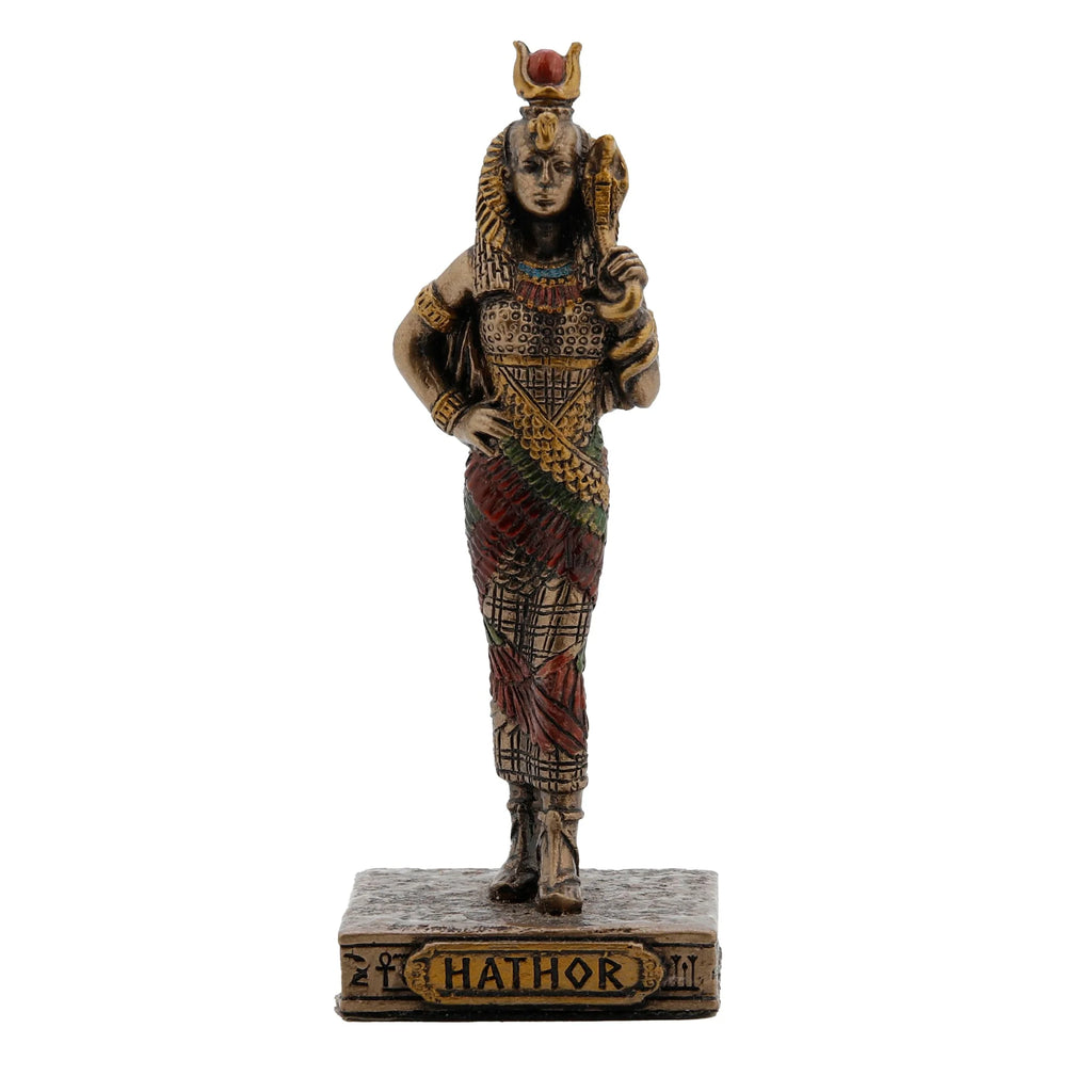 Hathor, Egyptian Goddess – Bronze-Finish Resin Statue – 8.5 cm – view 1