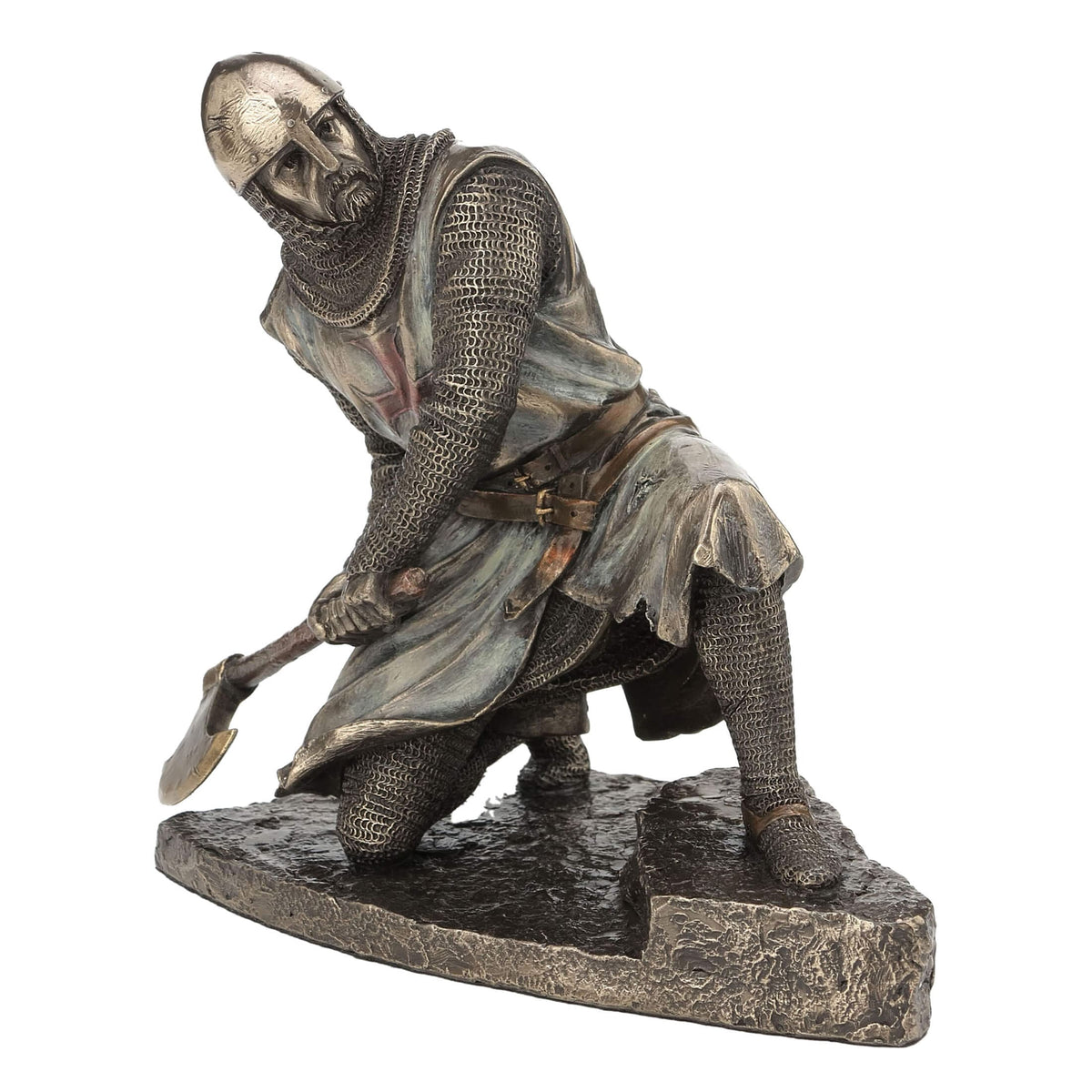 Templar Knight with Axe — Bronze-Finish Statue, 20 × 17.5 cm – view 2