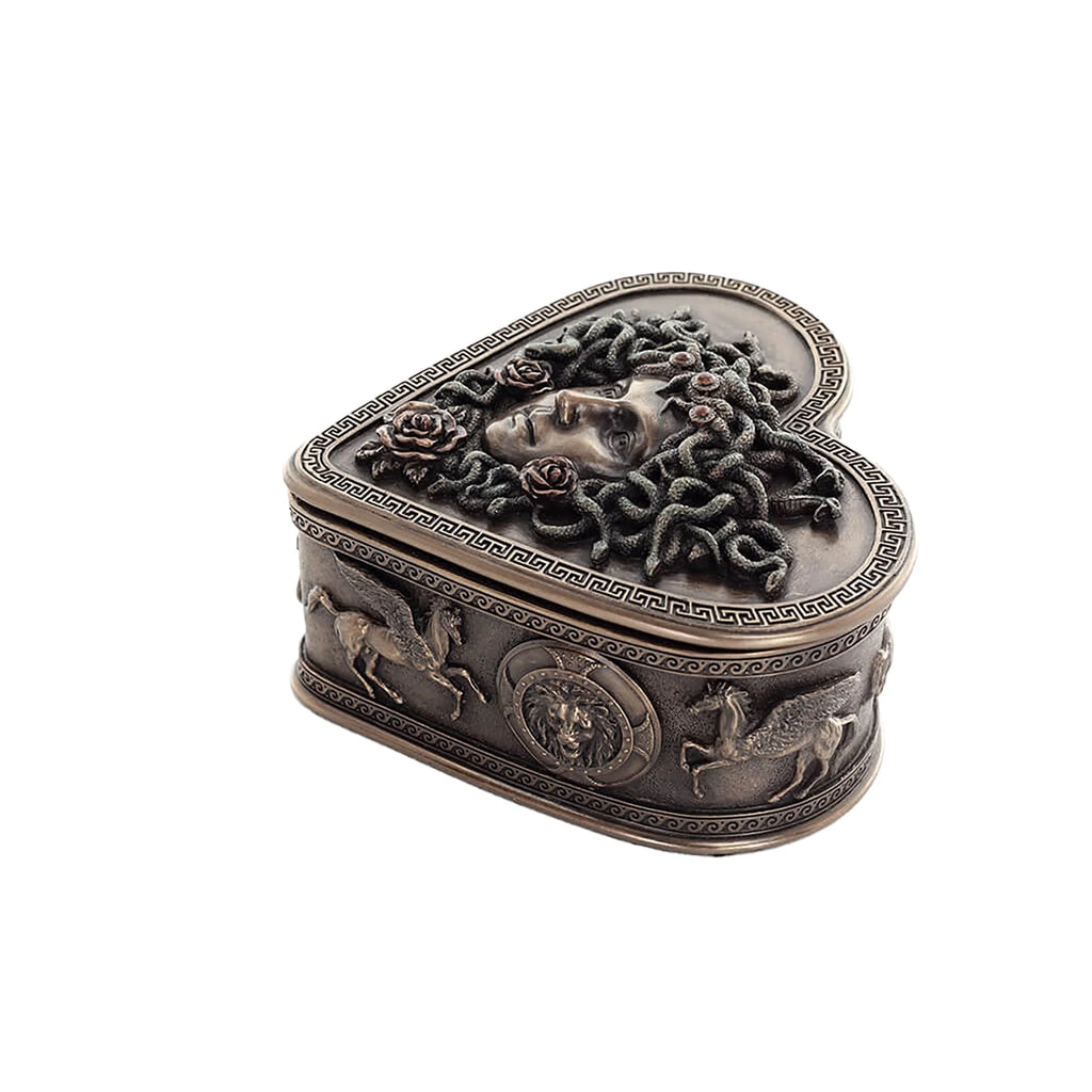 Heart-Shaped Medusa Bronze-Finish Jewellery Box – 11.5 × 9 cm – view 2