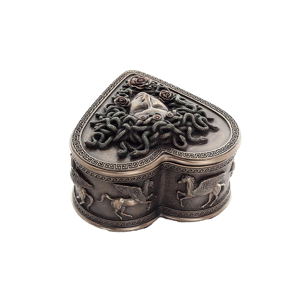 Heart-Shaped Medusa Bronze-Finish Jewellery Box – 11.5 × 9 cm – view 3