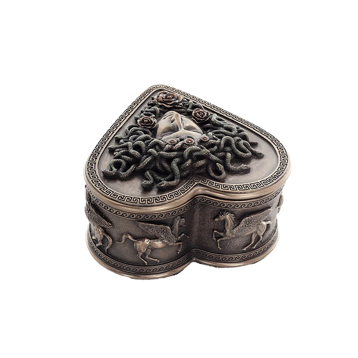 Heart-Shaped Medusa Bronze-Finish Jewellery Box – 11.5 × 9 cm – view 3