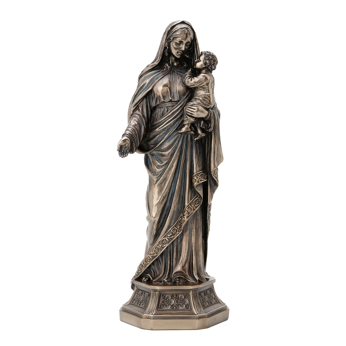 Virgin Mary with the Christ Child — Bronze-Finish Statue – 29 cm – view 1