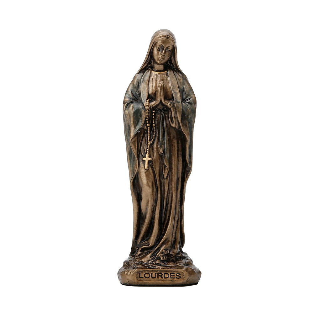 Our Lady of Lourdes – Bronze-Finish Resin Statue – 8.5 cm – view 1