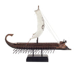 Ancient Greek Trireme with Sail and Rowers — Bronze Finish Ship Model, 35 × 22 × 26 cm – view 1