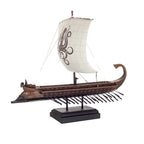 Ancient Greek Trireme with Sail and Rowers — Bronze Finish Ship Model, 35 × 22 × 26 cm – view 3