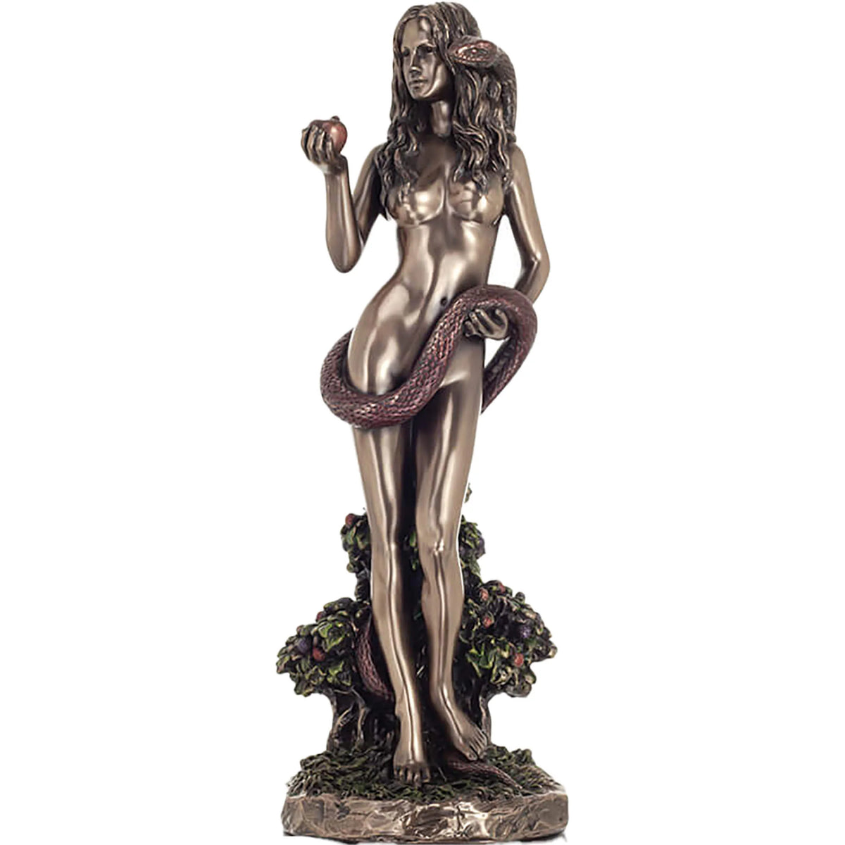 Eve with the Serpent — Bronze-Finish Statue – 24.5 cm – view 1