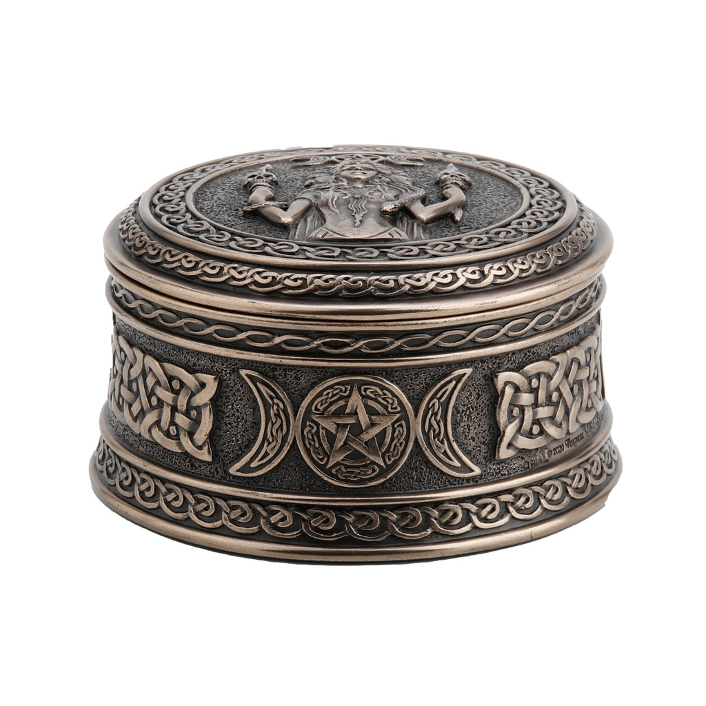 Round Hecate Trinket Box — Bronze Finish Trinket Box, 9.5 cm – view 1