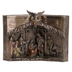 The Nativity on a Bible Base – Bronze-Finish Statue – 29.5 cm – view 1