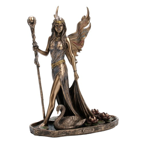 Aine — Fairy with a Swan — Bronze Finish Statue, 23 cm – view 2