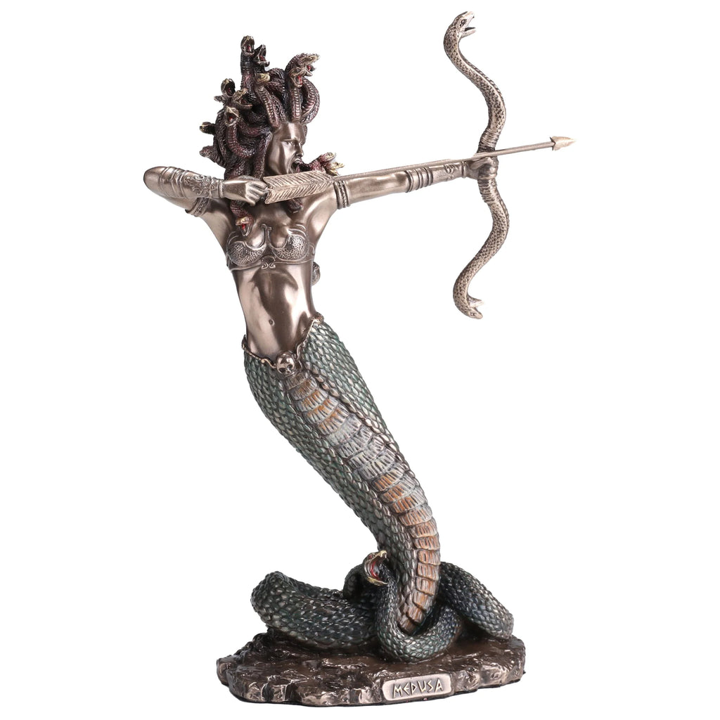 Medusa with Bow and Arrow — Bronze-Finish Statue, 23 cm – view 2