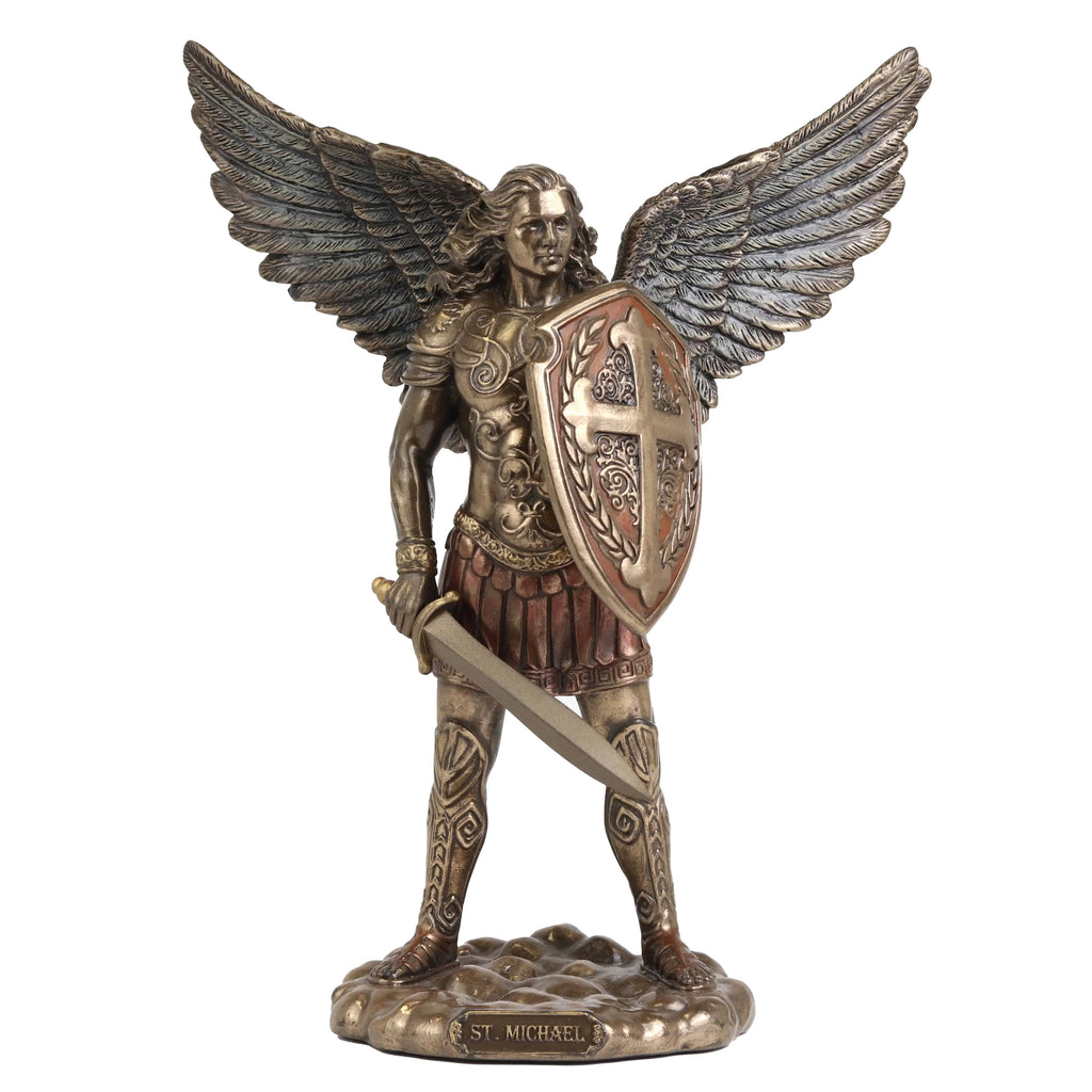 Archangel Michael with Sword and Shield — Bronze-Finish Statue – 19.5 cm – view 1