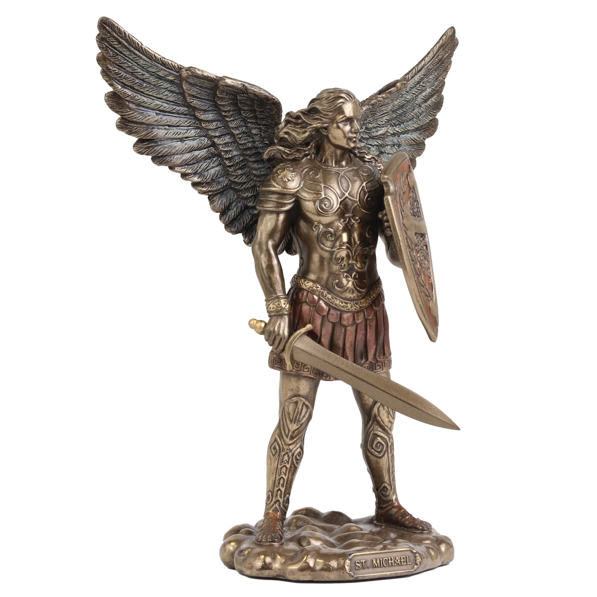 Archangel Michael with Sword and Shield — Bronze-Finish Statue – 19.5 cm – view 2