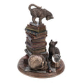 Magical Cats on Books — Bronze-Finish Statue – 18.5 cm – view 1