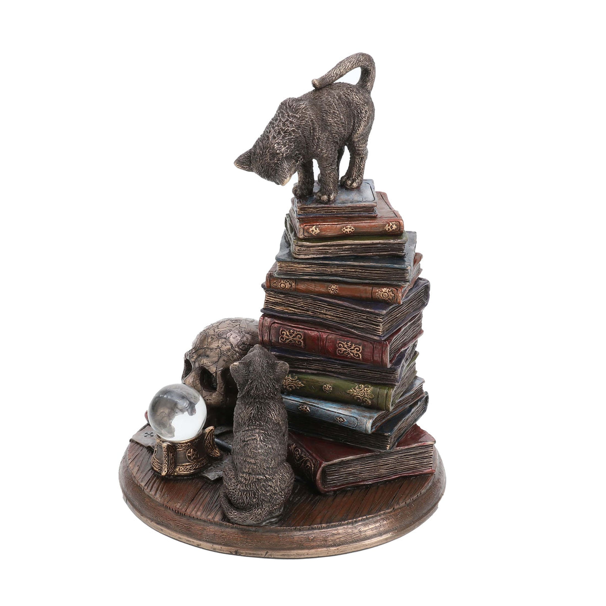 Magical Cats on Books — Bronze-Finish Statue – 18.5 cm – view 3