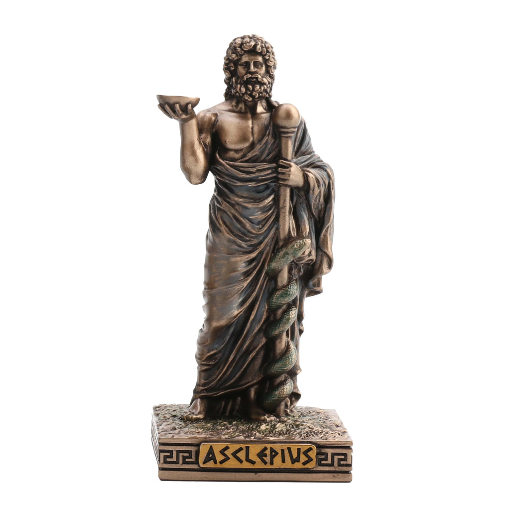 Asclepius — God of Medicine — Bronze-Finish Statue – 9 cm – view 1