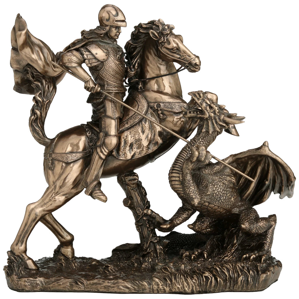 Saint George and the Dragon – Bronze-Finish Resin Statue – 17 cm – view 1