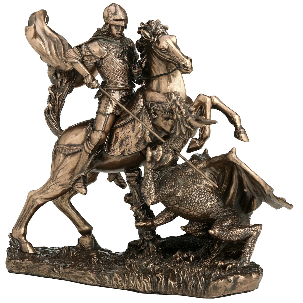 Saint George and the Dragon – Bronze-Finish Resin Statue – 17 cm – view 2