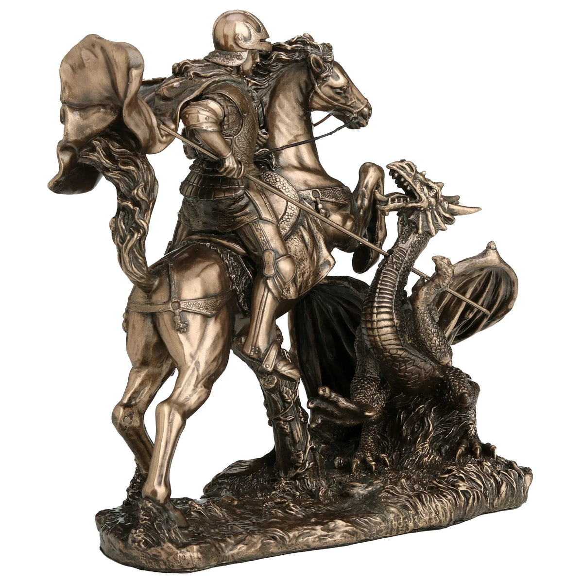 Saint George and the Dragon – Bronze-Finish Resin Statue – 17 cm – view 3