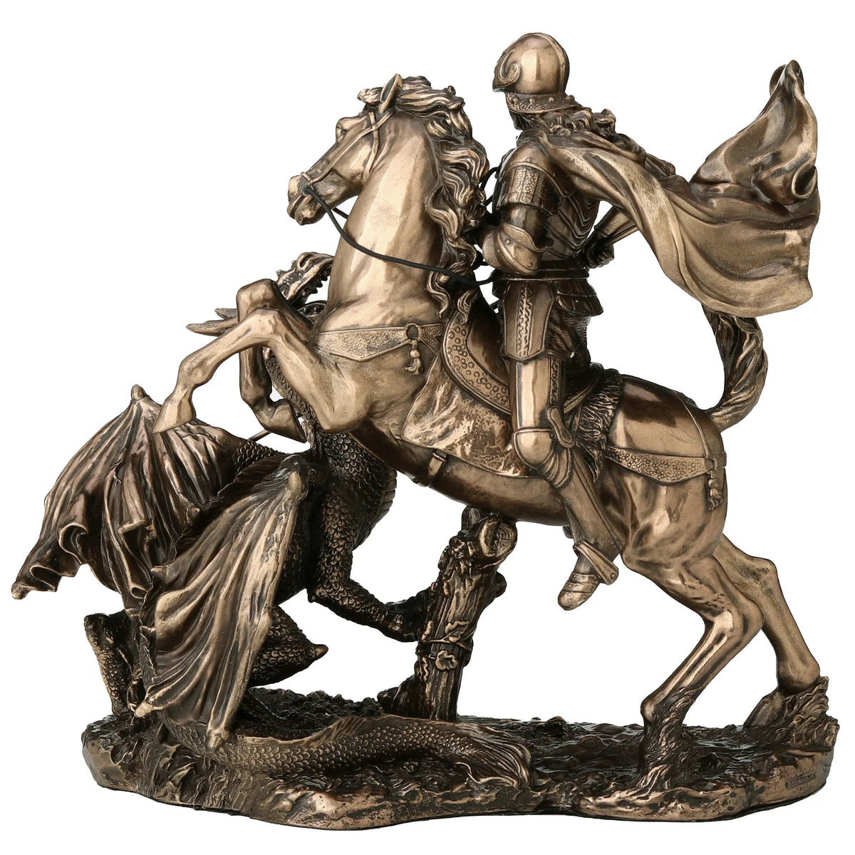 Saint George and the Dragon – Bronze-Finish Resin Statue – 17 cm – view 4