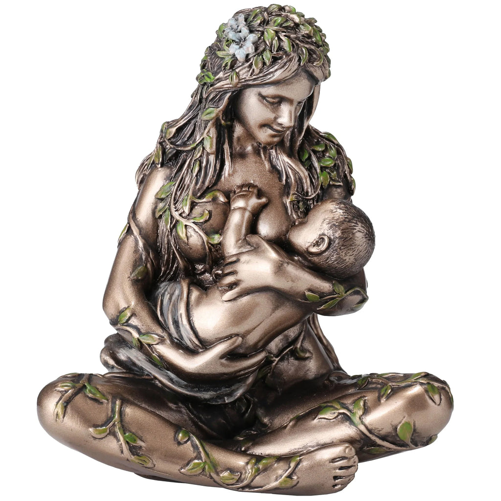 Gaia — Mother Earth Holding an Infant — Bronze Finish Statue, 11 cm – view 1