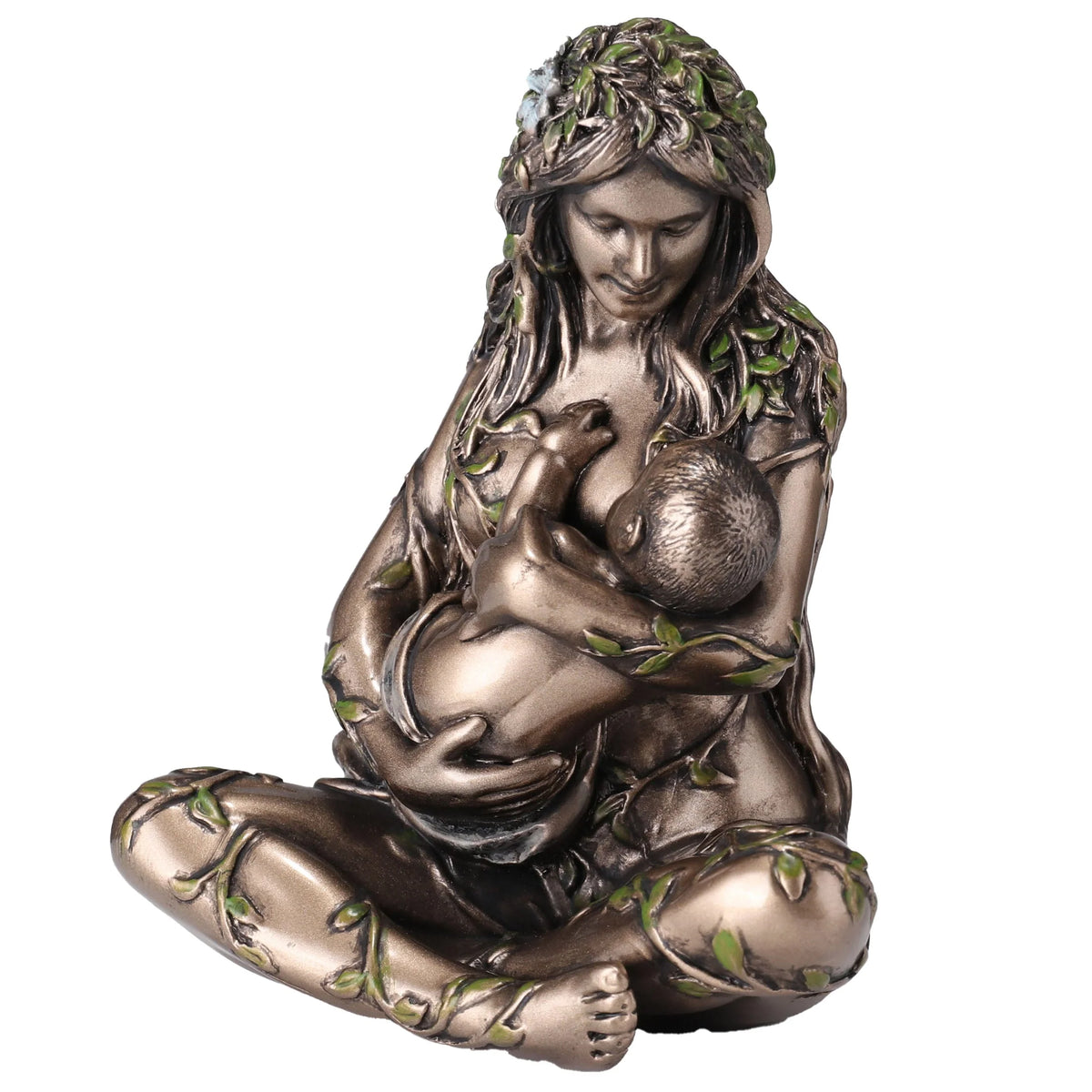 Gaia — Mother Earth Holding an Infant — Bronze Finish Statue, 11 cm – view 2