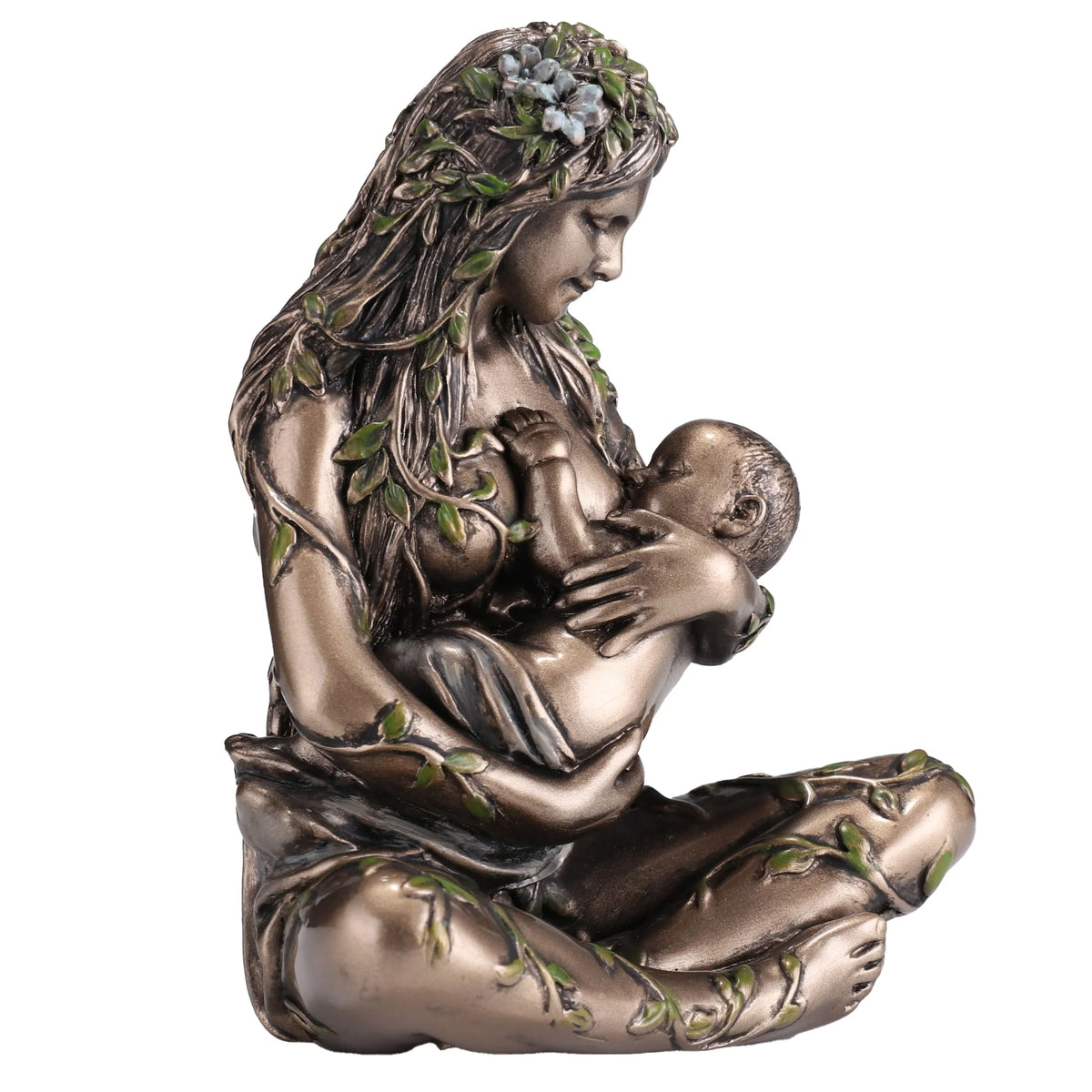 Gaia — Mother Earth Holding an Infant — Bronze Finish Statue, 11 cm – view 3