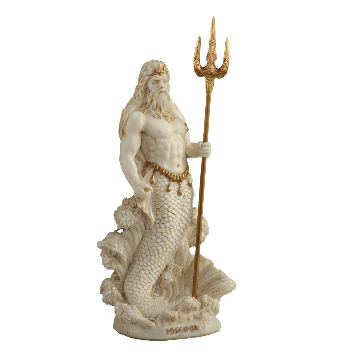 Poseidon, God of the Sea – White Statue – 18 cm – view 2