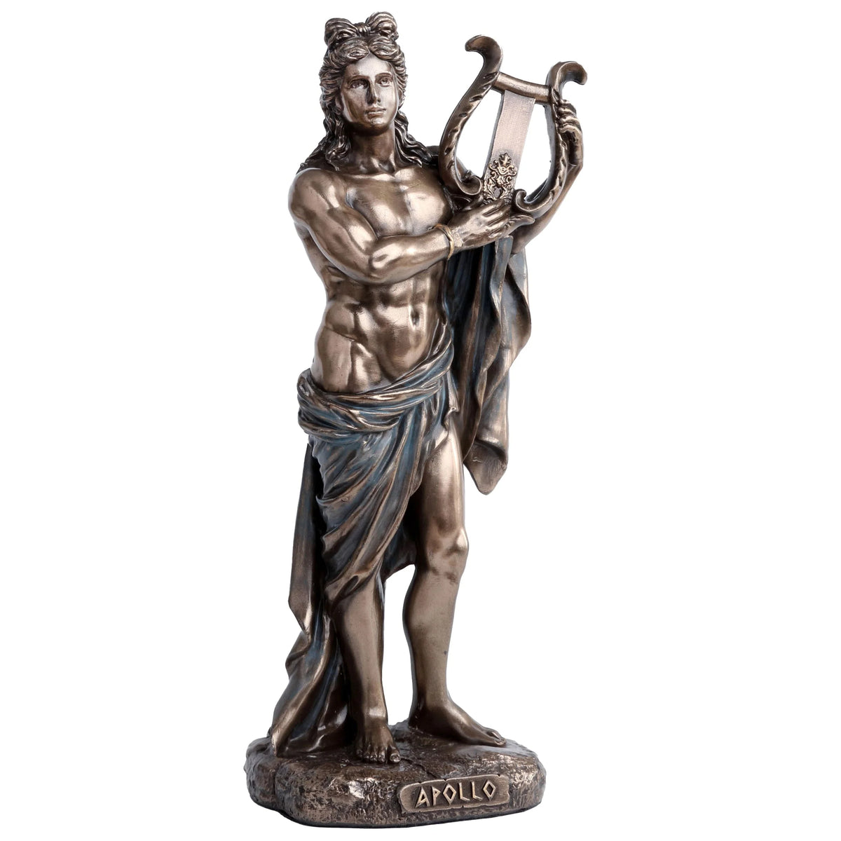 Apollo Playing the Lyre — Bronze-Finish Statue – 16 cm – view 1