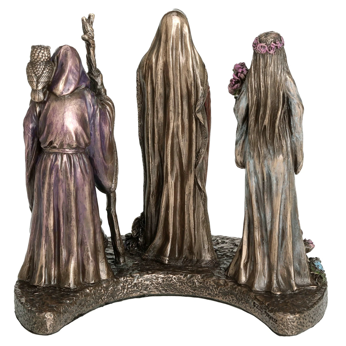 Triple Goddess — Maiden, Mother and Crone — Bronze Finish Statue, 12 cm – view 4