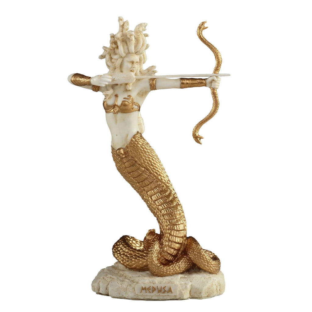 Medusa with Bow and Arrow – White Statue – 15.5 cm – view 1