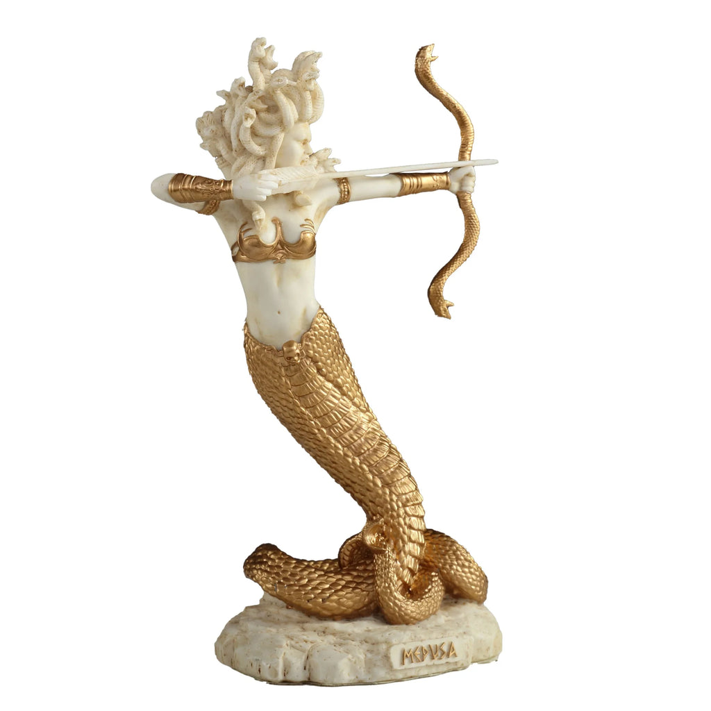 Medusa with Bow and Arrow – White Statue – 15.5 cm – view 2