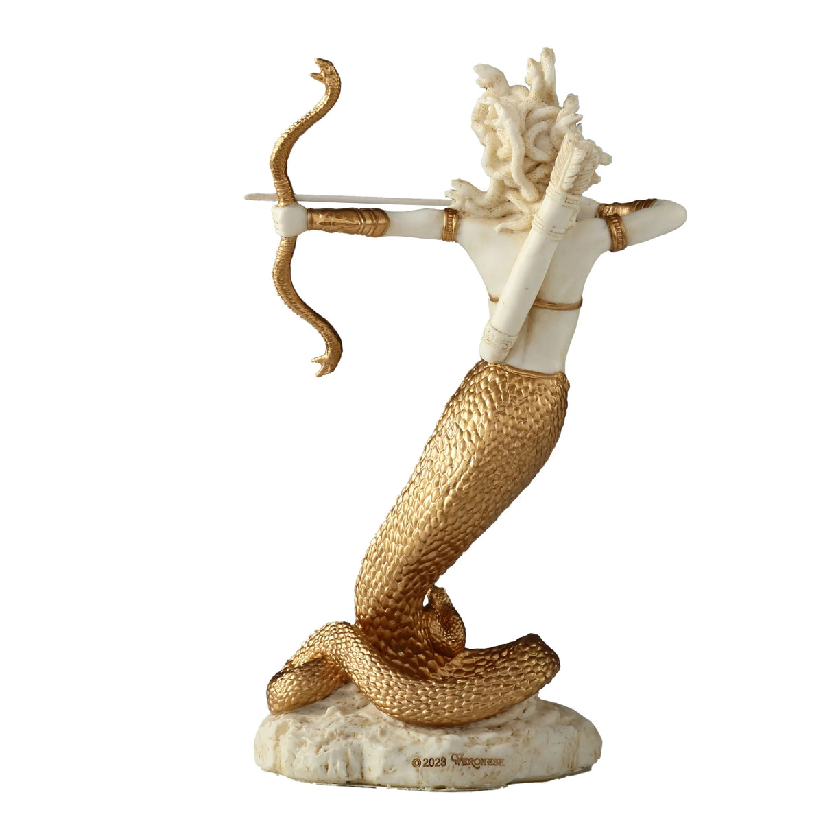 Medusa with Bow and Arrow – White Statue – 15.5 cm – view 3